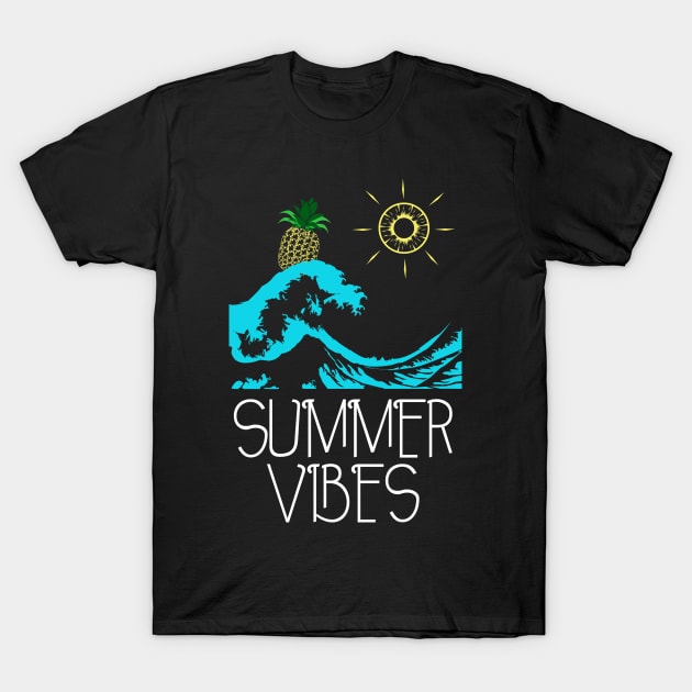 pineapple at sea surf summer T-Shirt by HCreatives
